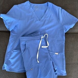 Figs L Women's Scrub set in denim blue